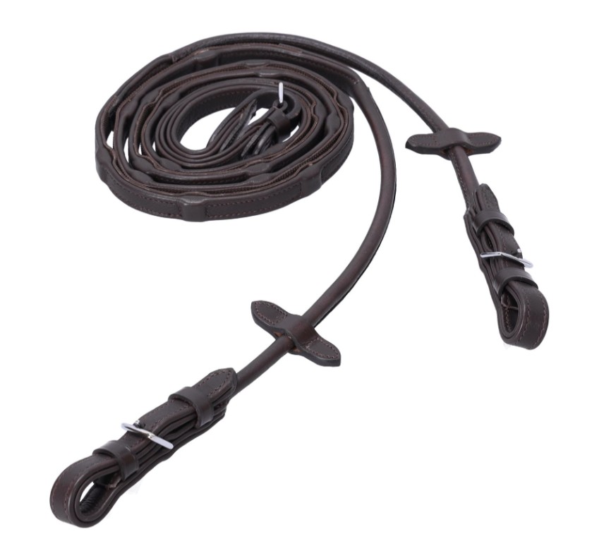 Zügel SP Durasoft Rolled Grip, Zaumhaken dark brown/silver W