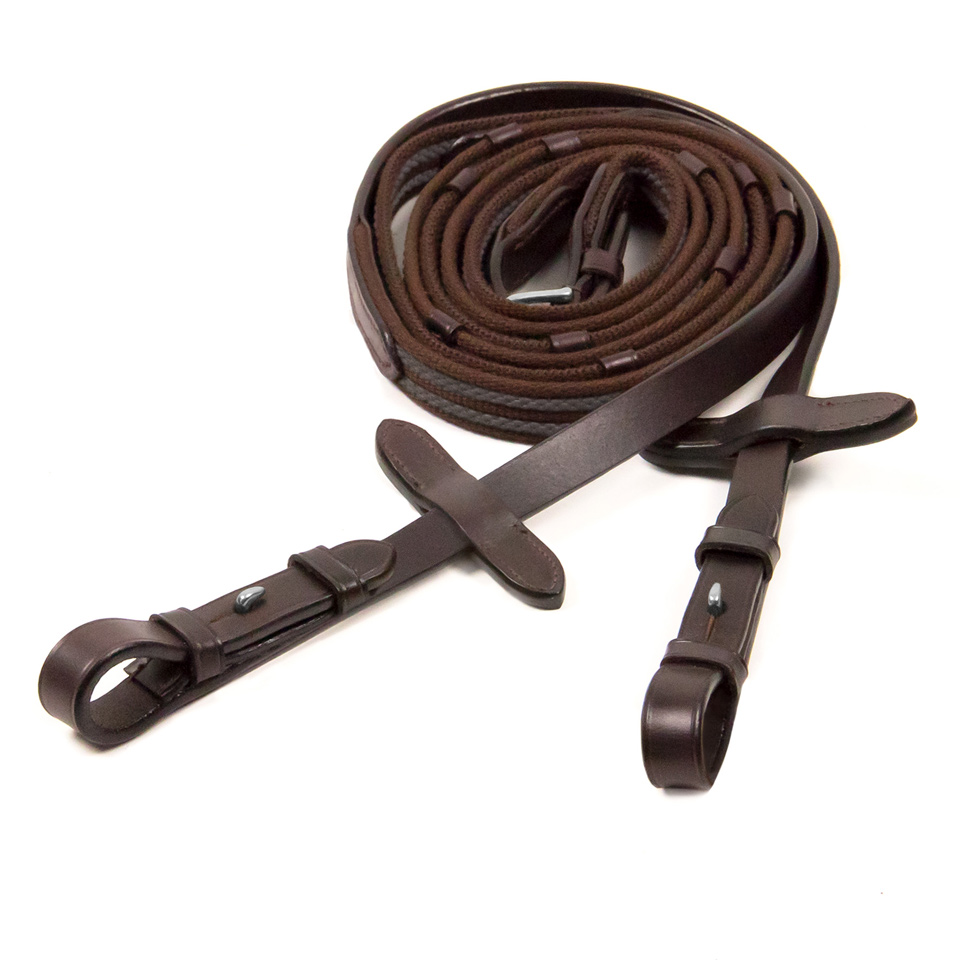 Schockemöhle Sports Zügel Grip Reins dark brown/silver WB