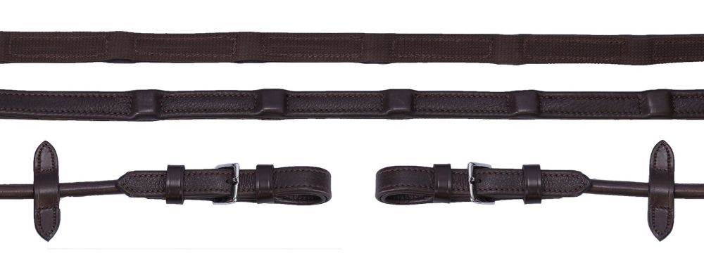 Zügel SP Durasoft Rolled Grip, Zaumhaken dark brown/silver W