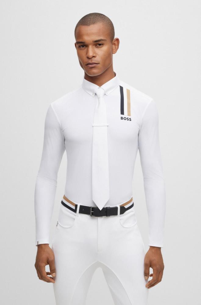 BOSS Equestrian Turniershirt NICK SIGNATURE Stripe weiß [S01