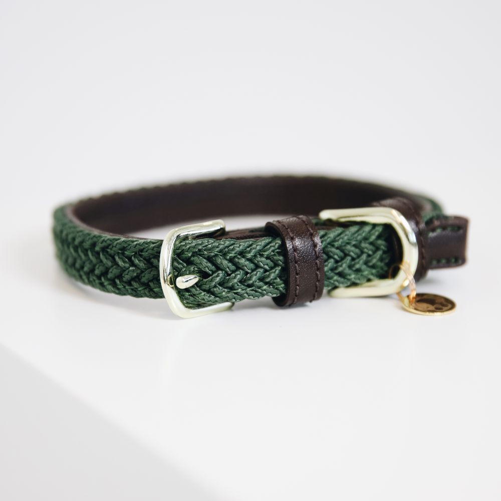 Kentucky Dogwear Geflochtenes Nylon Hundehalsband olive gree