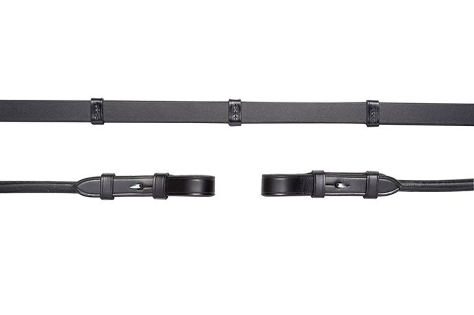 Schockemöhle Sports Lederzügel rundgenäht Stops black/silver