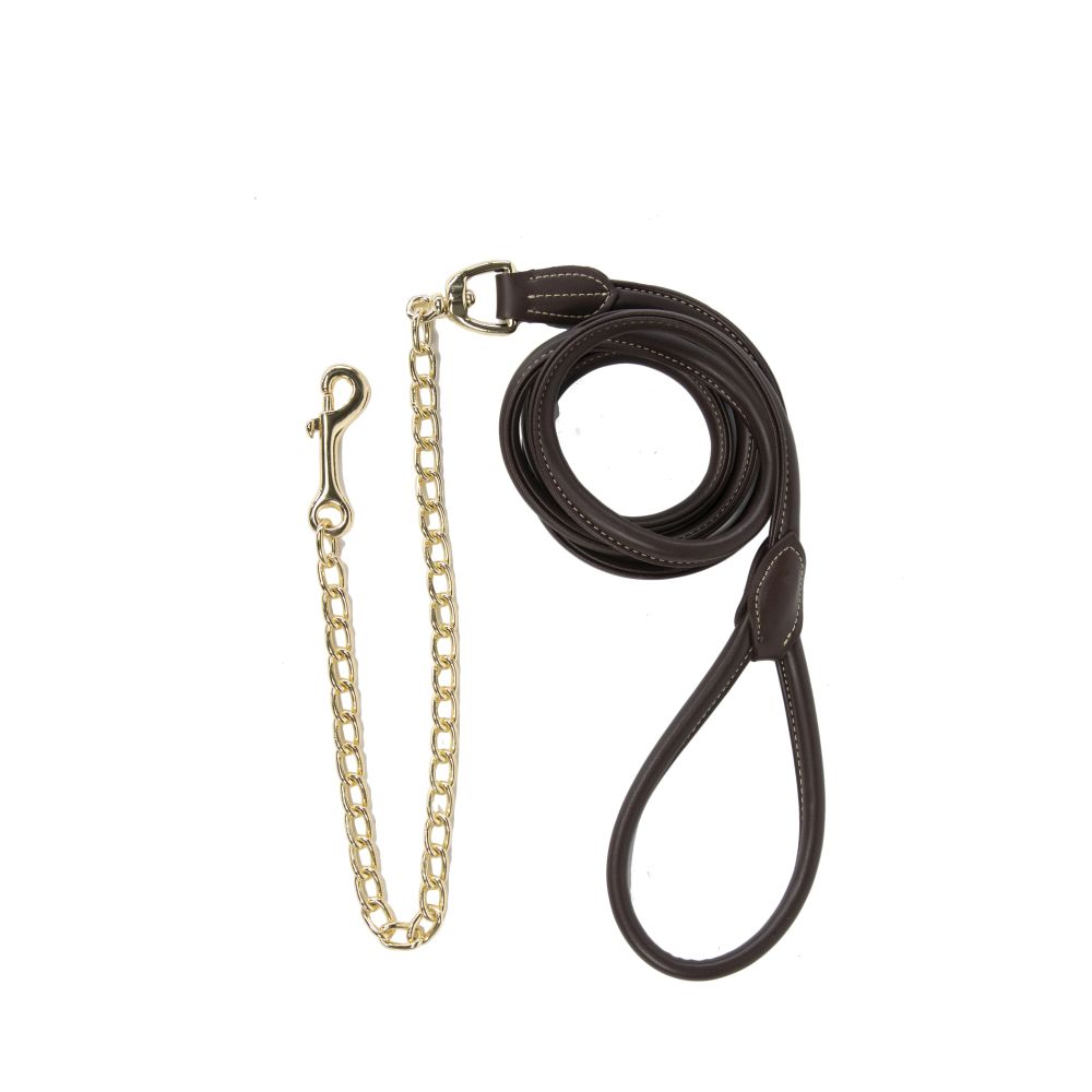 Kentucky Führleine Leder mit Kette 270 cm